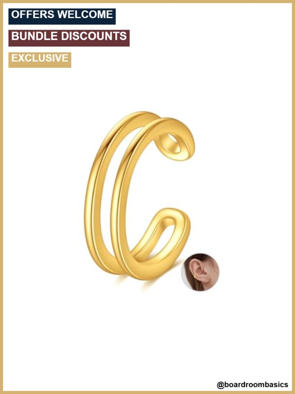 14k Gold Ear Cuff Hypoallergenic Non Piercing Cartilage Earring